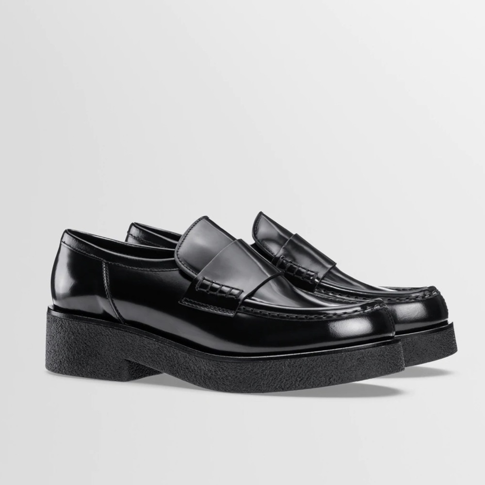 Black leather loafer